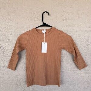 Jamie Kay Girls Long Sleeve Crew Neck Ribbed Knit Top Brown Size 4Y